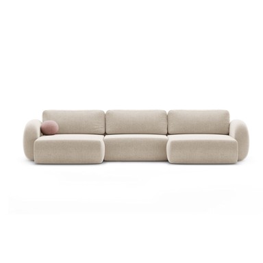 COSMOPOLITAN DESIGN Bež sklopiva/s prostorom za odlaganje kutna garnitura od šenila (u obliku slova "U") Tonale, 362x149x88 cm
